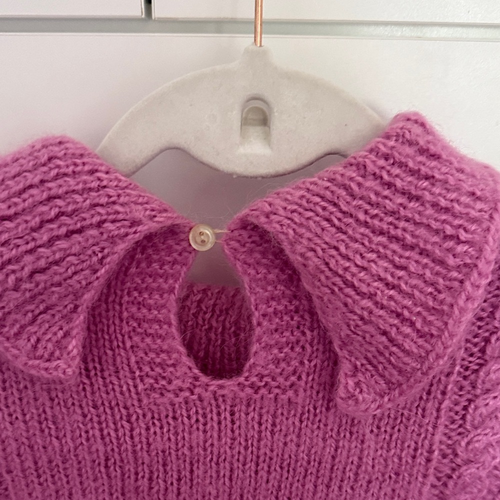 Handmade Vintage Pink Cable Knit Women's Sweater. - Picture 4 of 6